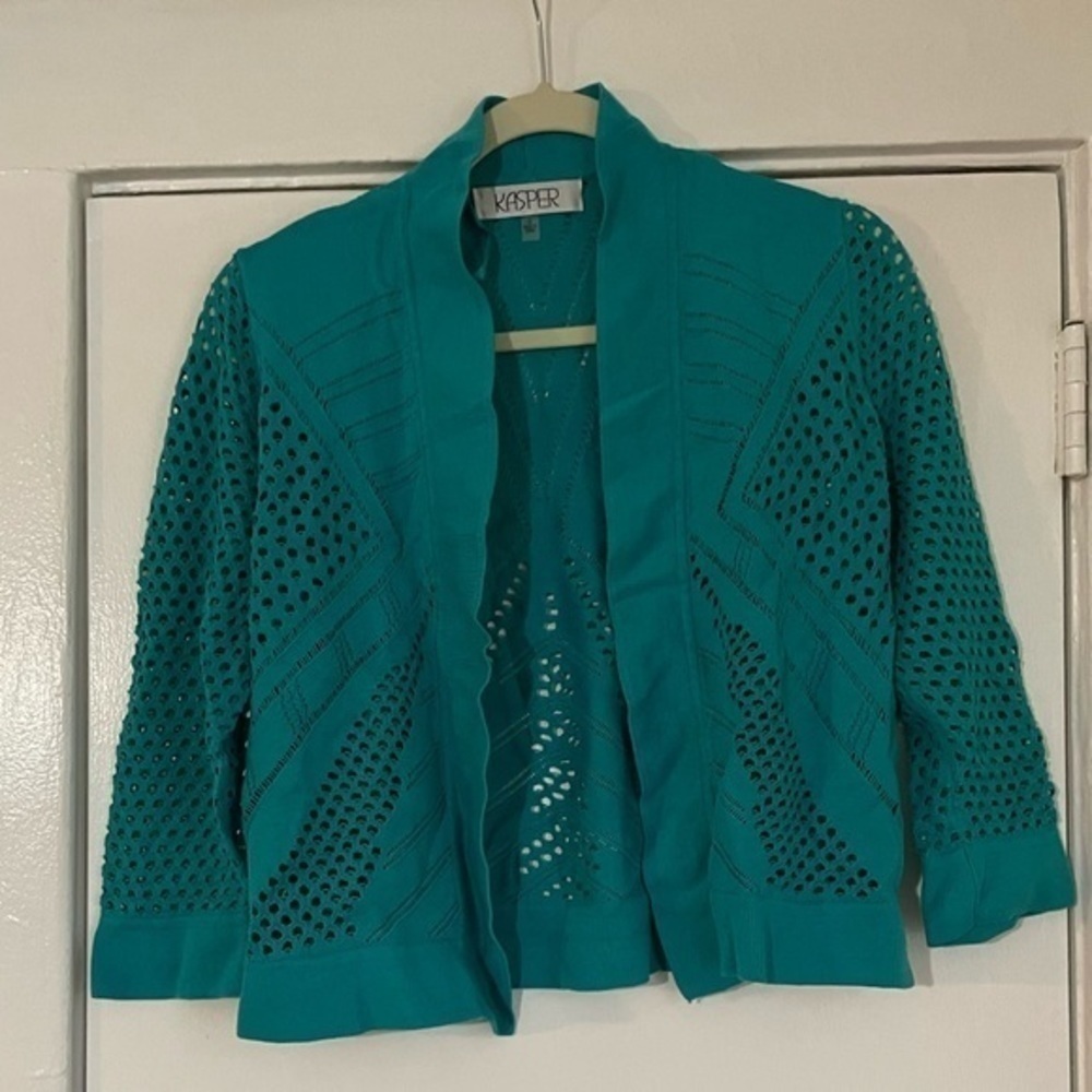 Kasper‎ Teal knit cardigan size Small